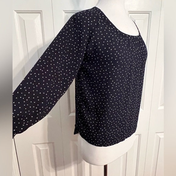 Loft XSP Navy blouse with white heart details - Picture 3 of 6